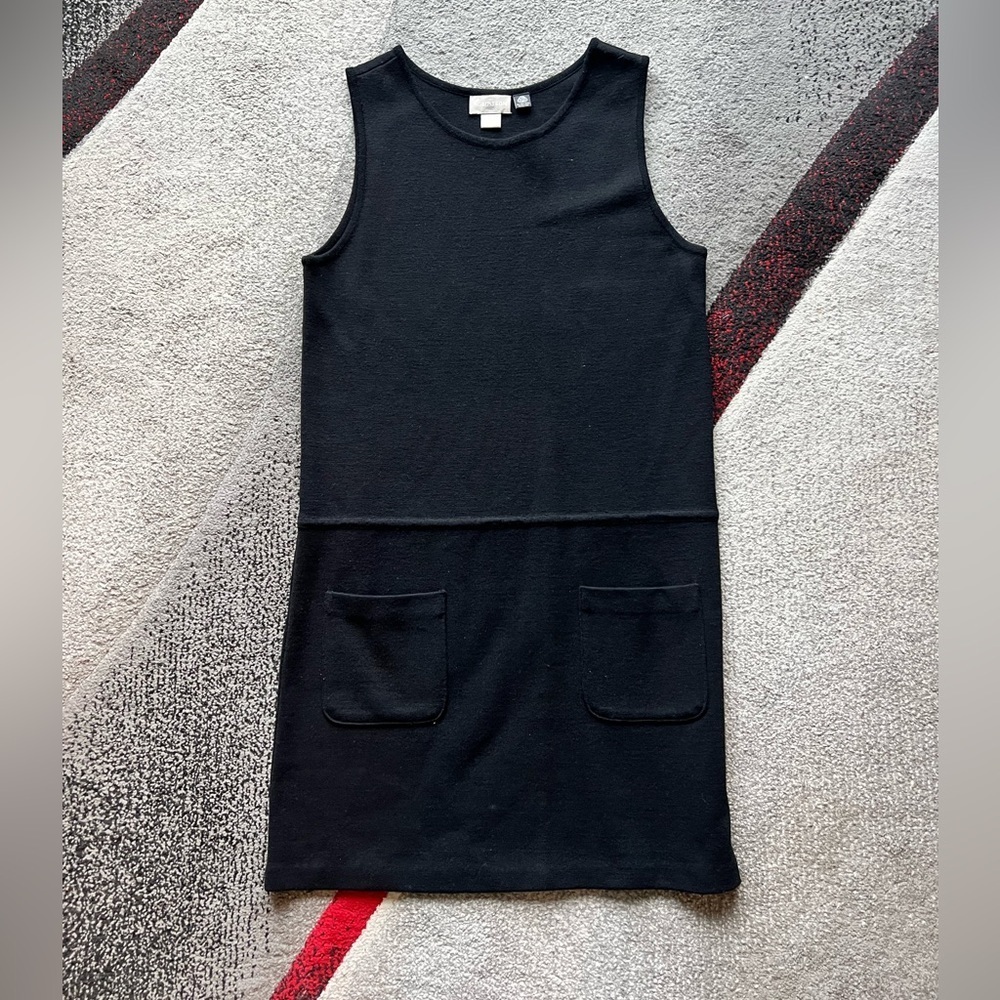 Nordstrom Vintage Black Merino Wool Shift Dress